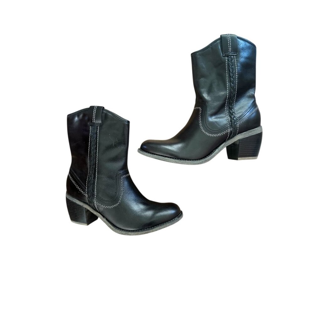 Cowgirl Leather Western Boots Women 8 Black Thinsulate Waterproof Equestrian - Picture 2 of 16